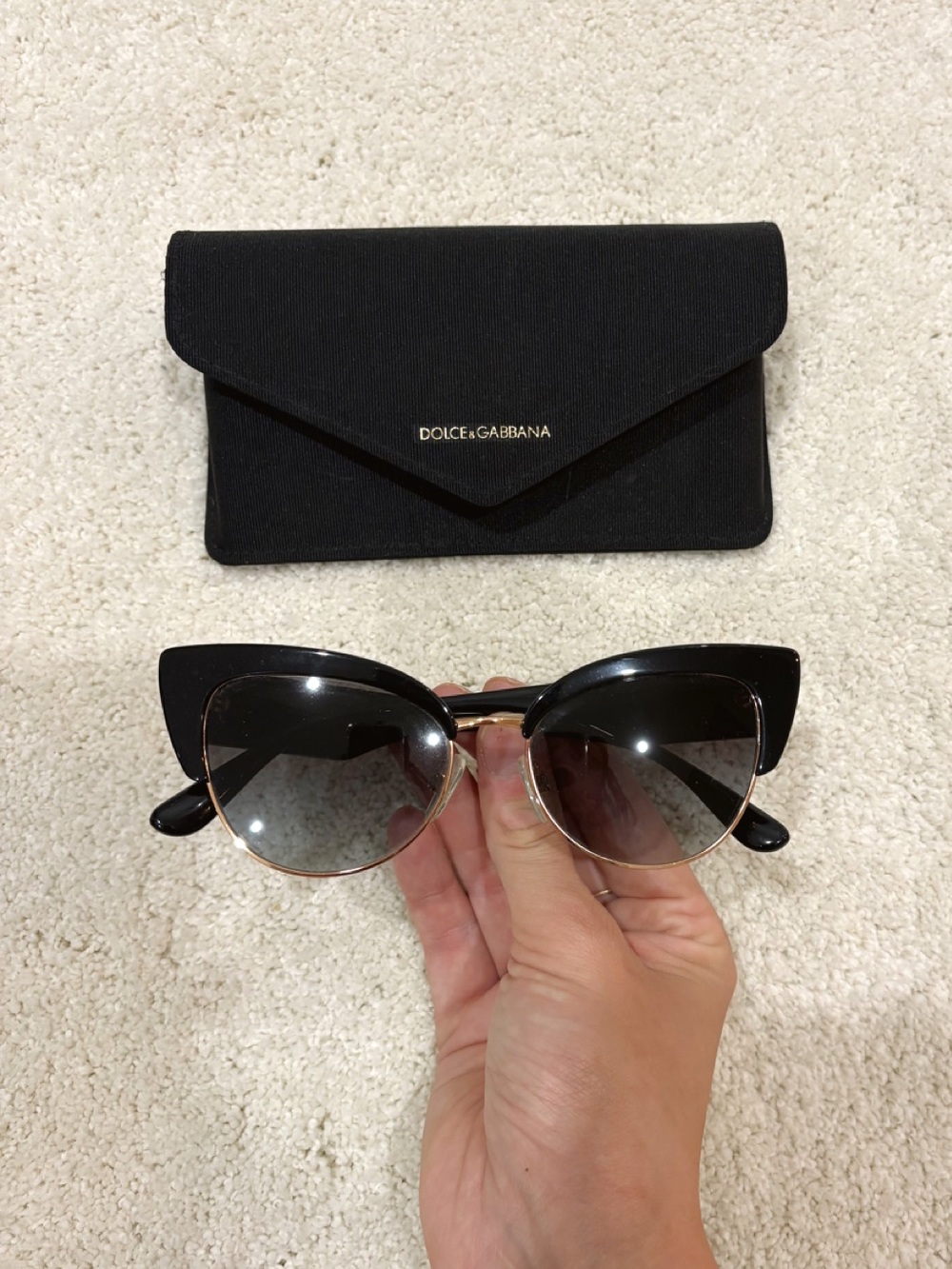 Dolce & Gabbana Black and Gold Women’s CatEye Sunglasses